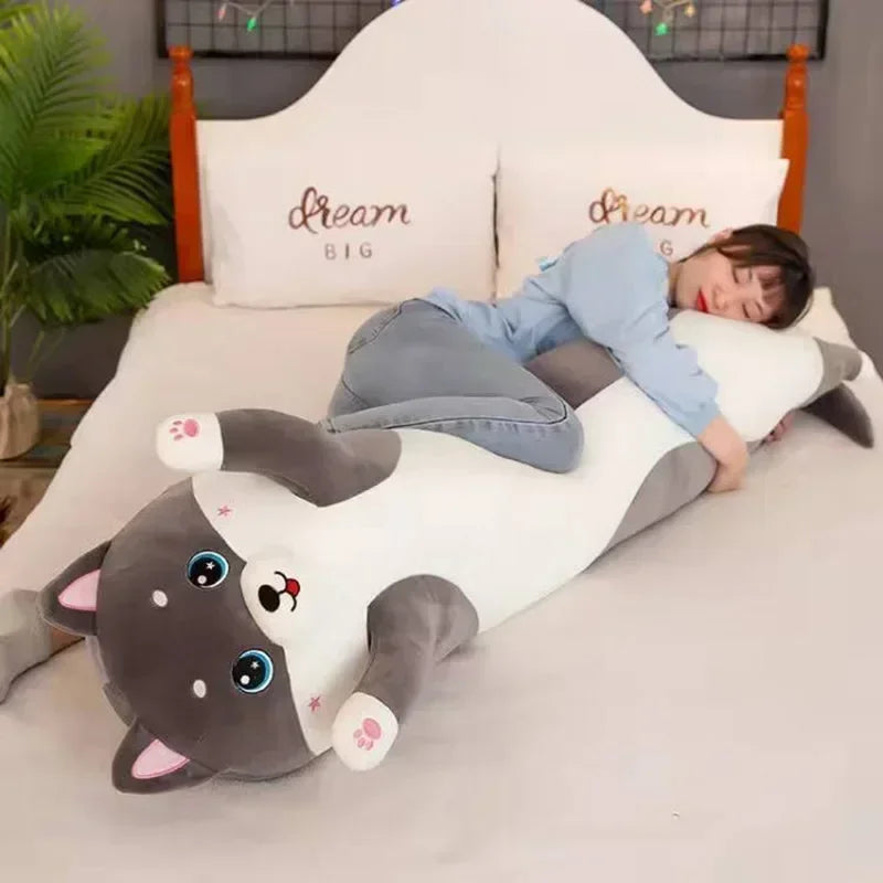 Adorável Travesseiro Husky Lado-a-Lado – Conforto Supremo e Decoração Fofa para Cama e Sofá!