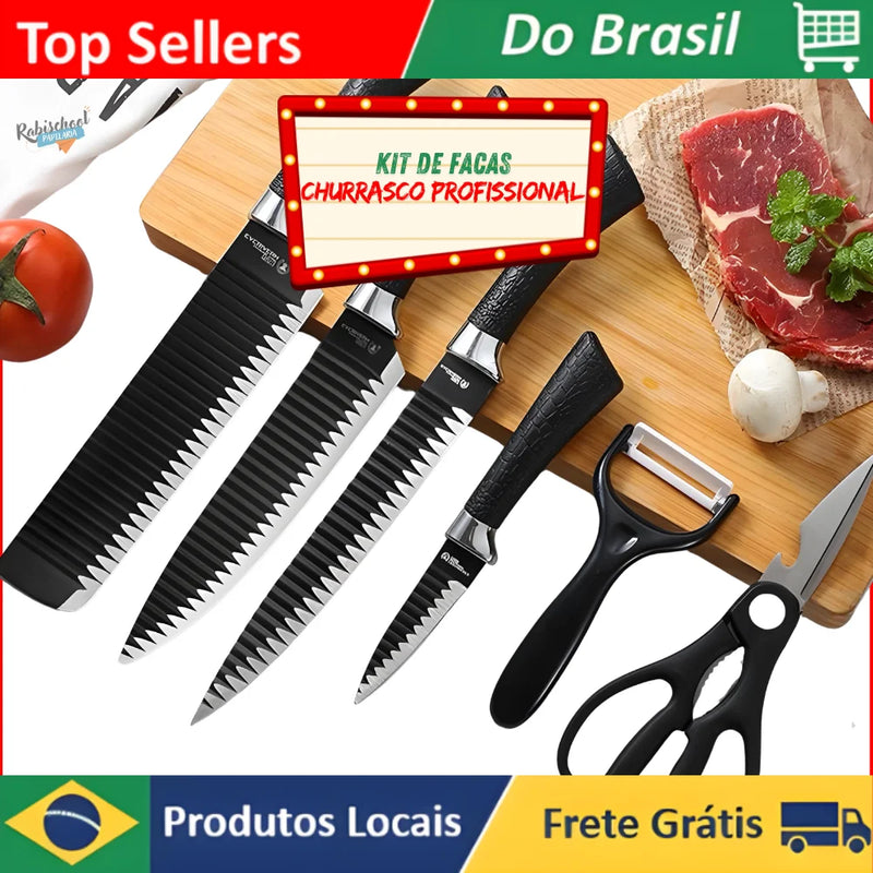 Kit de Facas de Churrasco Profissional Preto