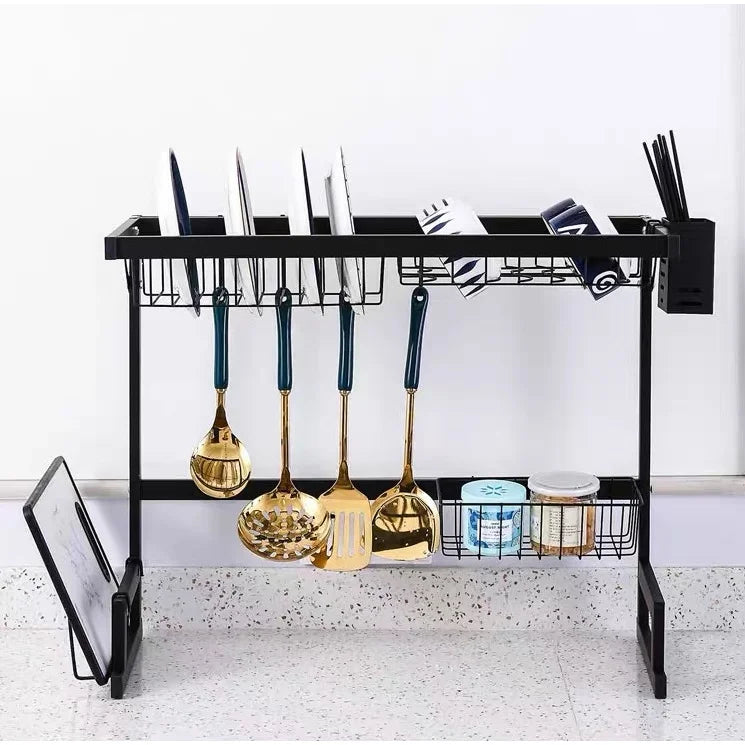 Escorredor Kitchen Rack Aço Inoxidável Organizador Louça Preto