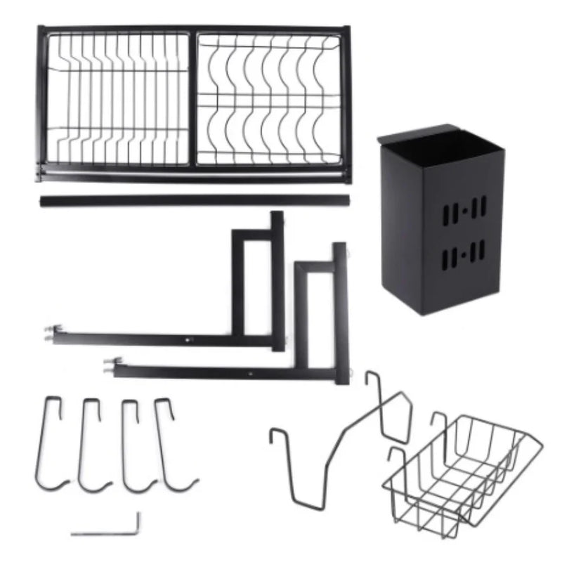 Escorredor Kitchen Rack Aço Inoxidável Organizador Louça Preto