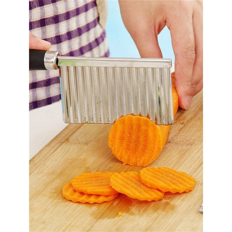 Faca Corte Batata Ondulada Legumes Cozinha Aço Inox