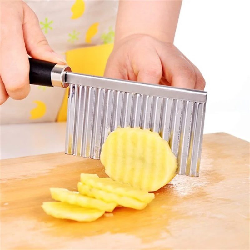 Faca Corte Batata Ondulada Legumes Cozinha Aço Inox