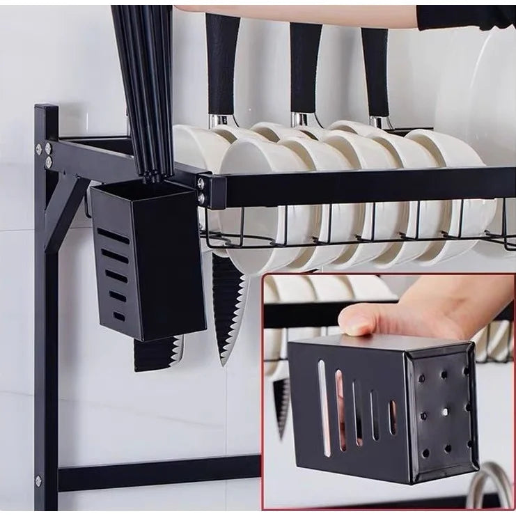 Escorredor Kitchen Rack Aço Inoxidável Organizador Louça Preto