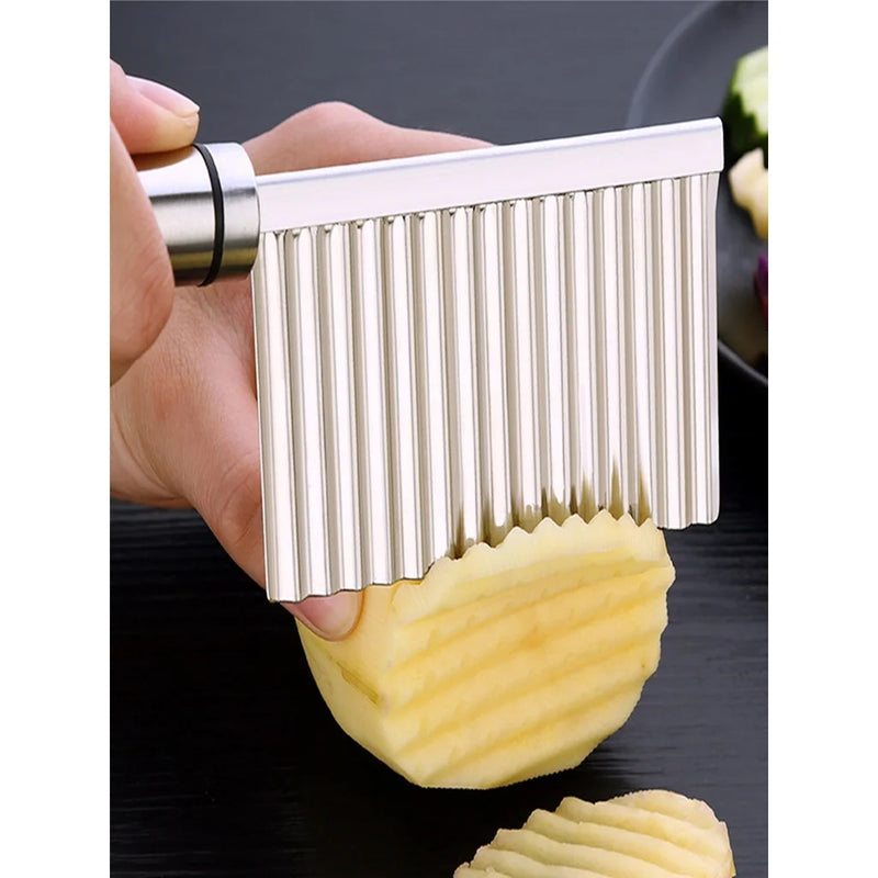 Faca Corte Batata Ondulada Legumes Cozinha Aço Inox