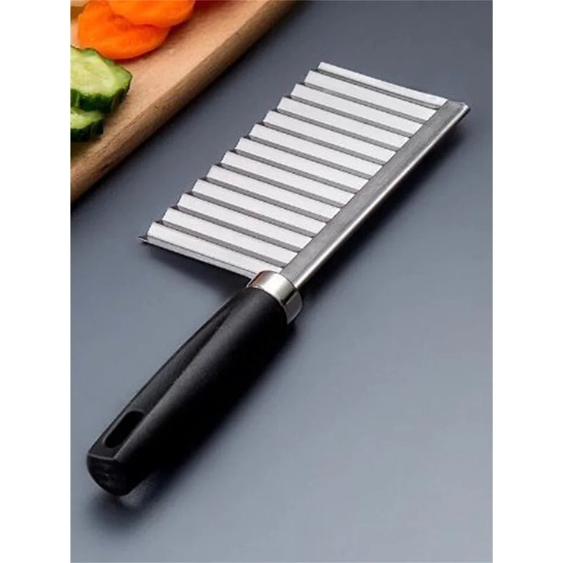 Faca Corte Batata Ondulada Legumes Cozinha Aço Inox