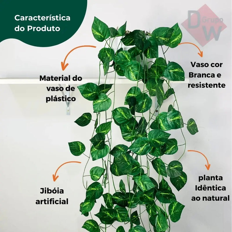 Jiboia Artificial Kit Com Vaso Branco