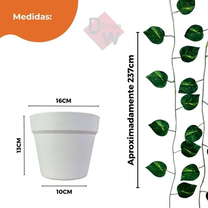 Jiboia Artificial Kit Com Vaso Branco