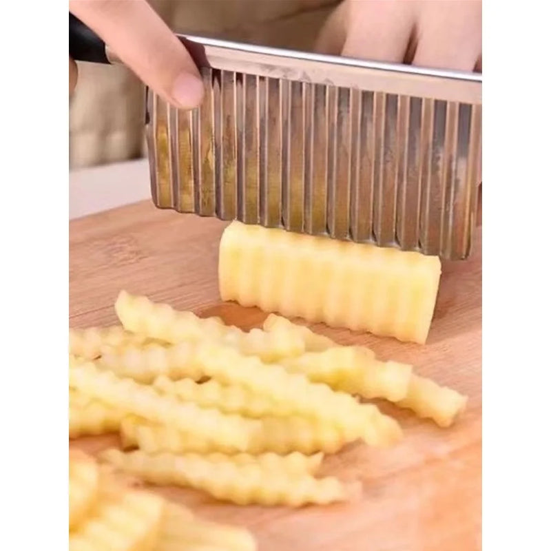 Faca Corte Batata Ondulada Legumes Cozinha Aço Inox