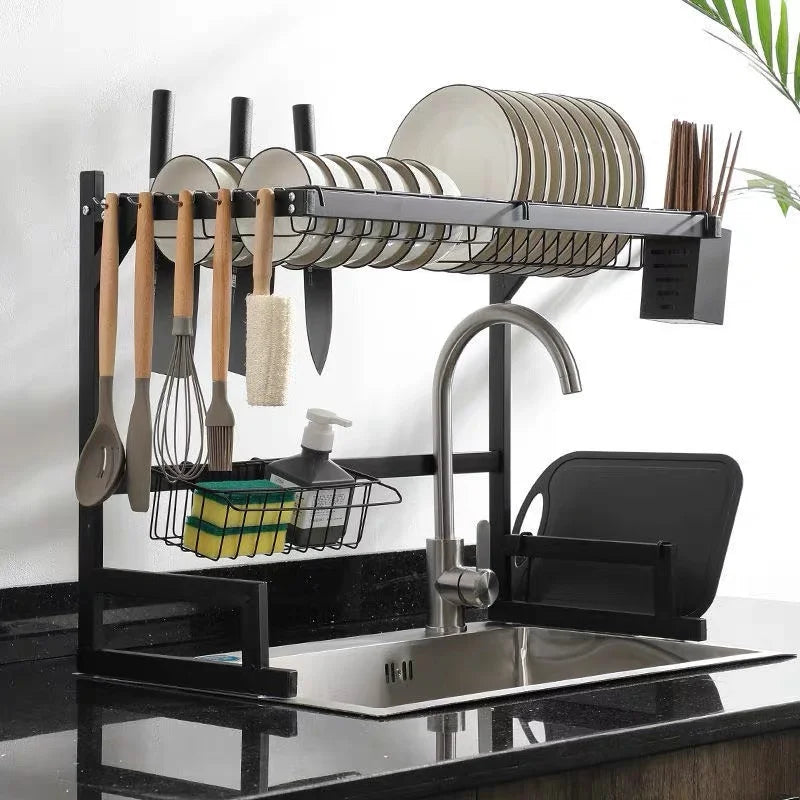Escorredor Kitchen Rack Aço Inoxidável Organizador Louça Preto