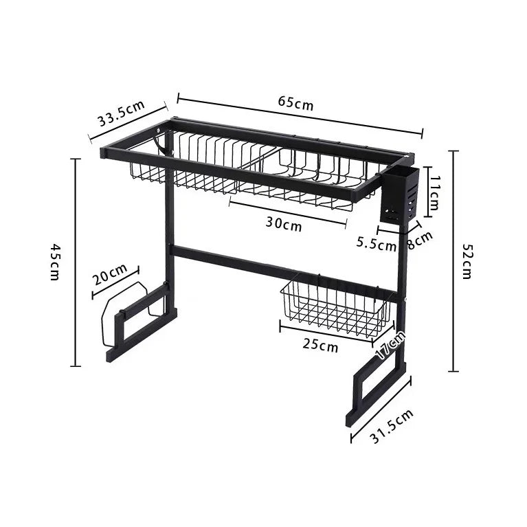 Escorredor Kitchen Rack Aço Inoxidável Organizador Louça Preto